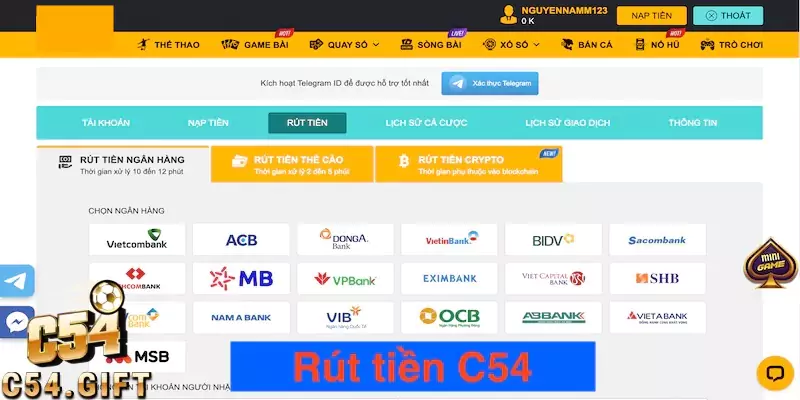 Hướng dẫn chi tiết thao tác rút tiền C54 nhanh chóng và an toàn